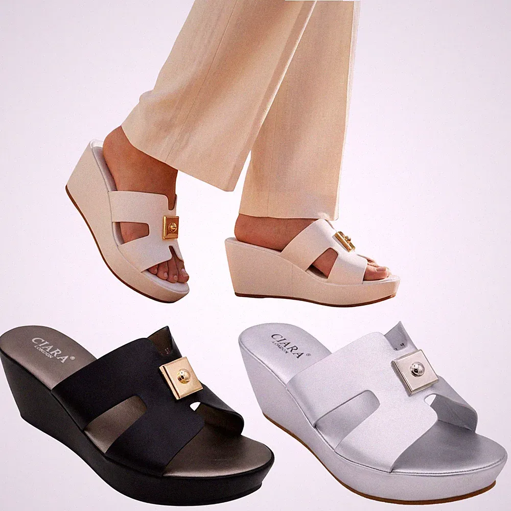 Lässige Damen Frauen offene Zehenpartie Slipper mittelhoher Absatz Keilabsatz Sommer Sandalen