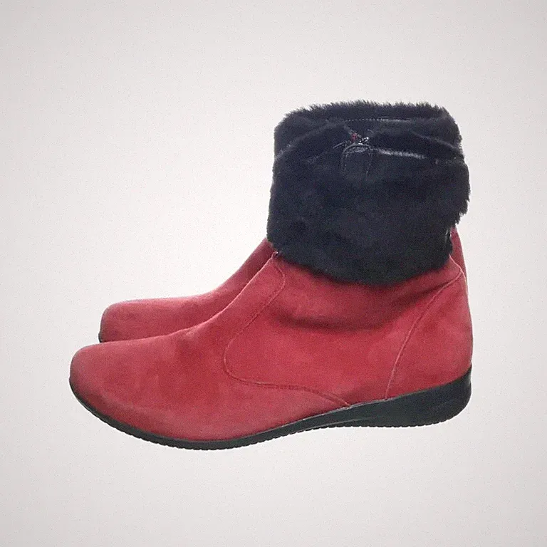 Lammfell Stiefel 6 rot Ganter 39 schwarz Stiefeletten Leder Nubuk Nieten Riegel