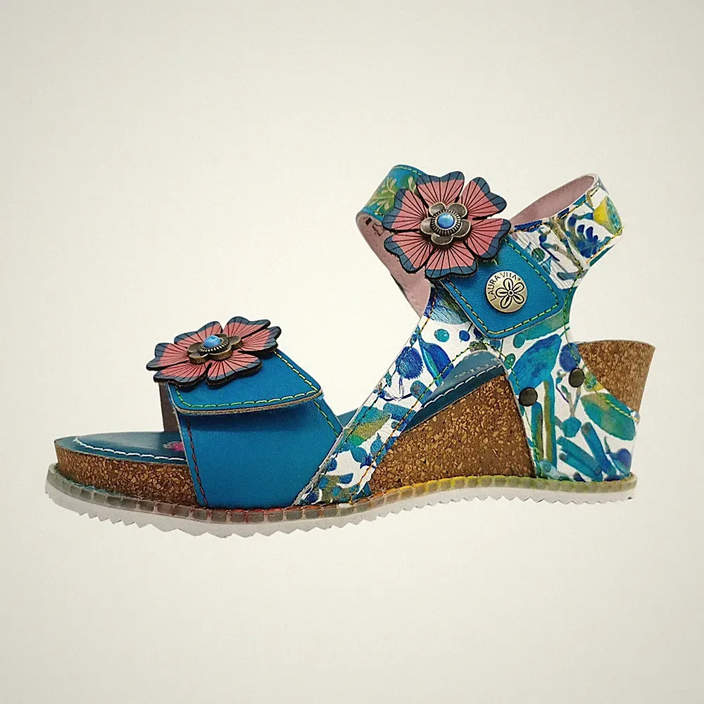 Laura Vita Bonito 38 Damenschuhe Keilsandalette Türkis Freizeit