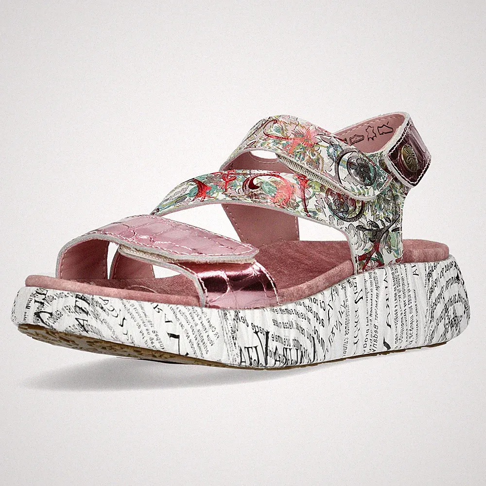 Laura Vita Damen Sandalette Metallic Krokodilprägung Plateau NIKITO 19