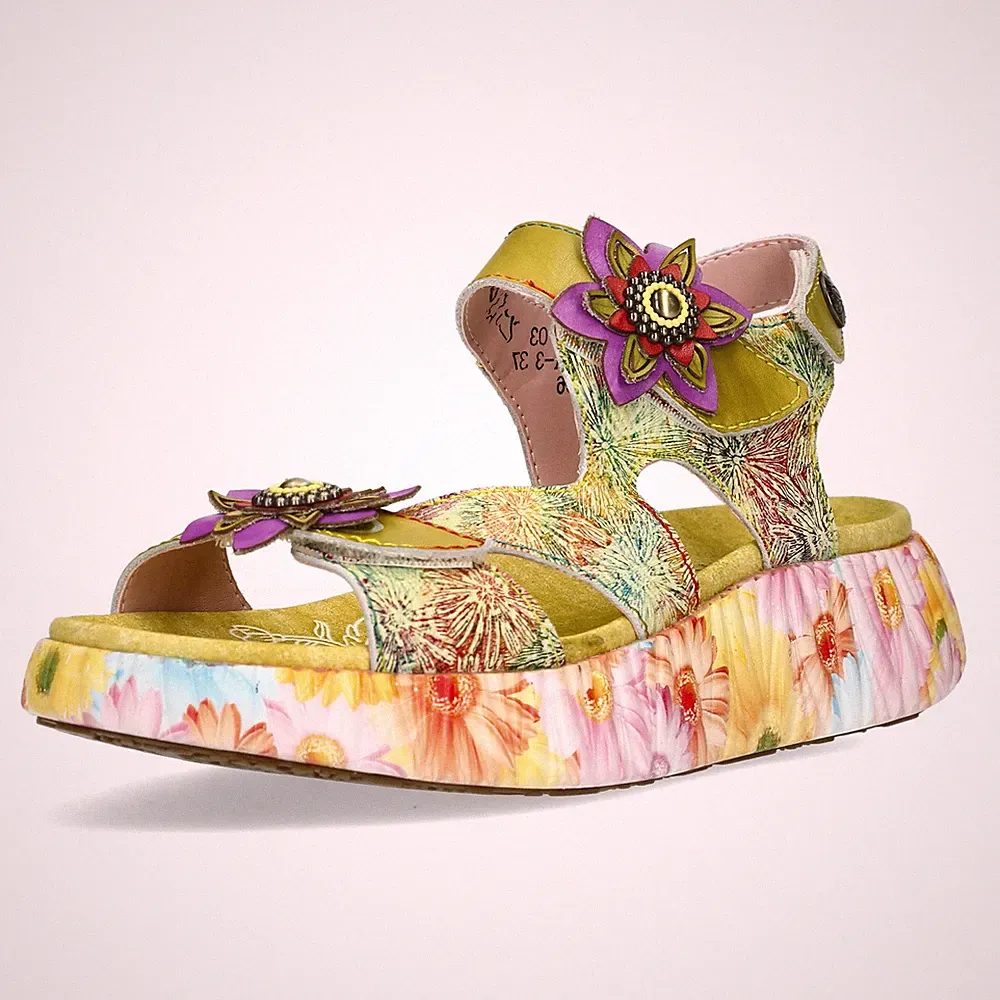 Laura Vita Damen Sandalette Plateausohle Knöchelriemen NIKITO 03