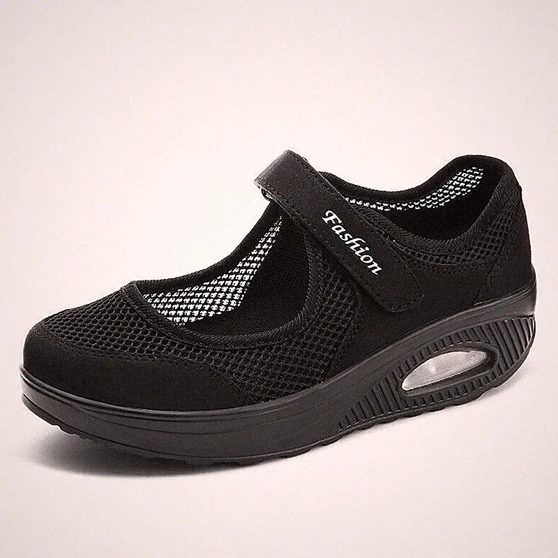 Leicht Plateau Mesh Sommer Sandalen Damen Freizeitschuhe Keilabsatz Mom Sneaker