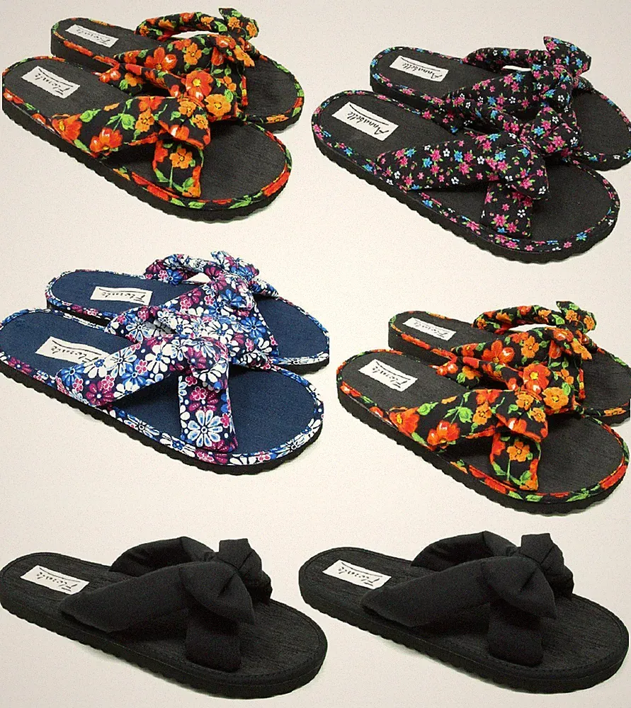 Leichte flache Damen-Slipper Stoffpantoletten Sommer Sandalen Flip-Flops Größe