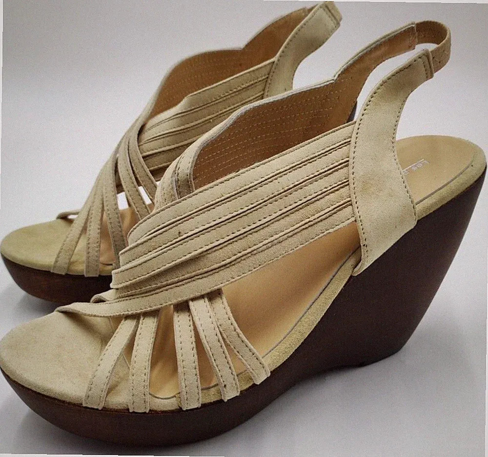 Les Petites Damen Leder Sandalen Parisiennes Eliane Gr 41 Beige Absatz 10cm