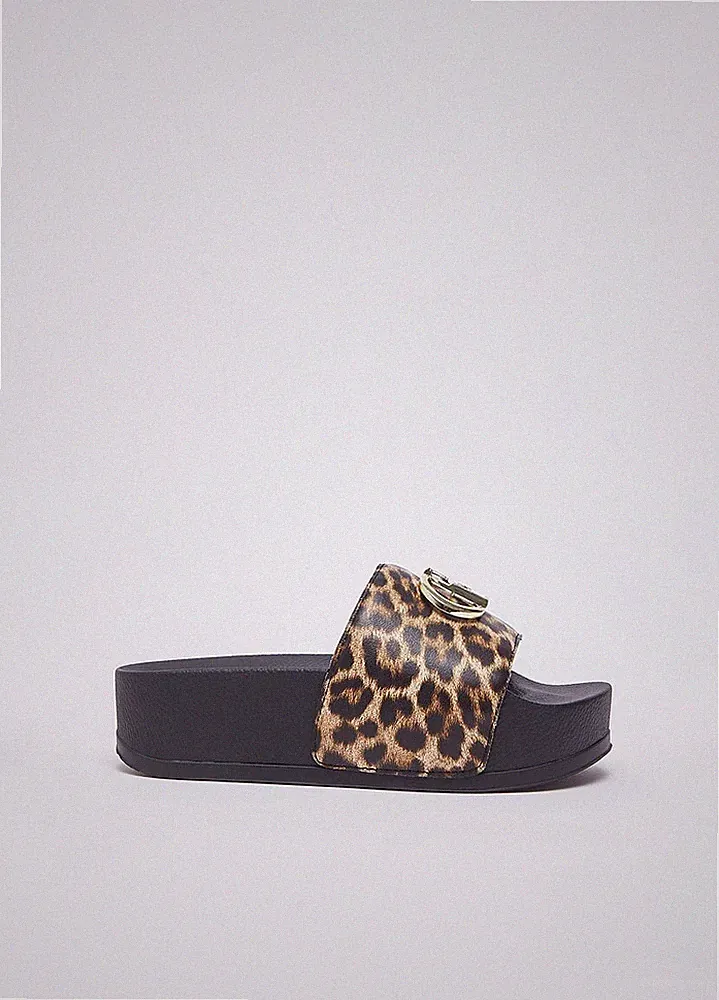 Liujo Damen Slipper Plateau Animalier