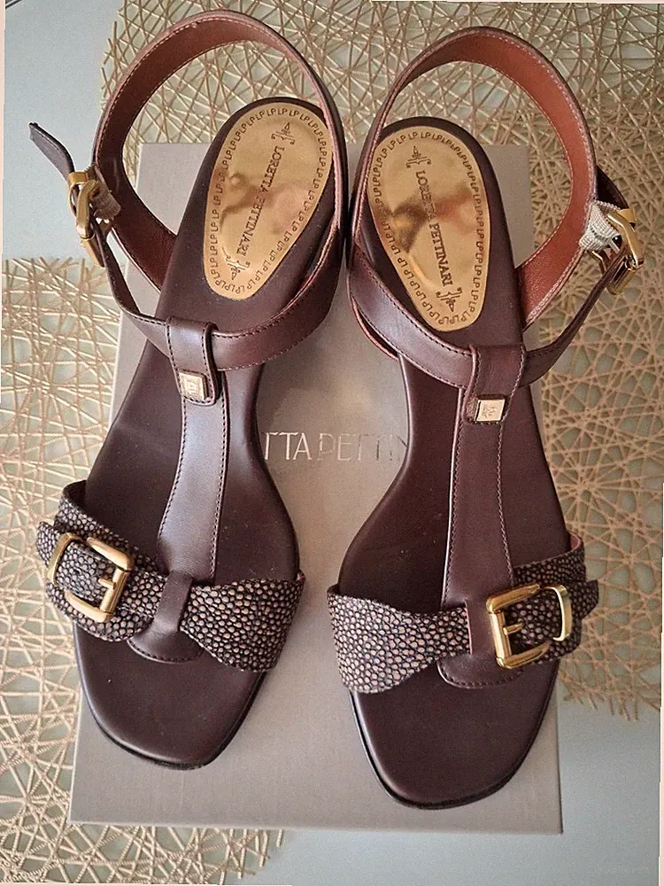 LORETTA PETTINARI ITALIEN Sandalen Braun Gr. 39 Neu
