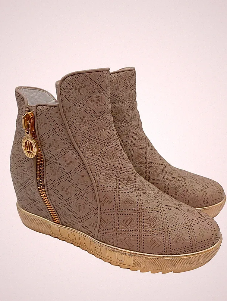 LORIBLU Keil-Stiefeletten Damen Stiefeletten Gr. DE 37 wollweiß Casual-Look