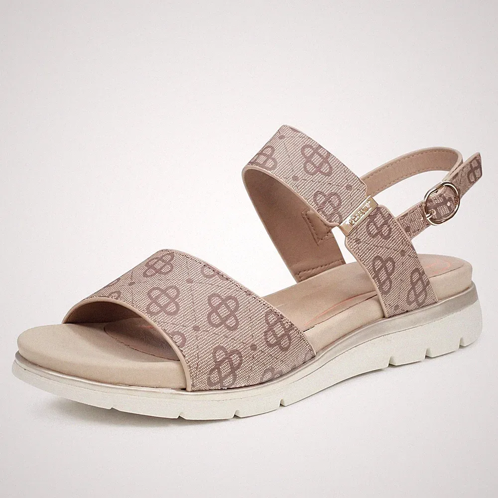 Lucia Logo Prints - Sandalen mit Keilabsatz und braunem Riemchen - Größe 39 Schuhe