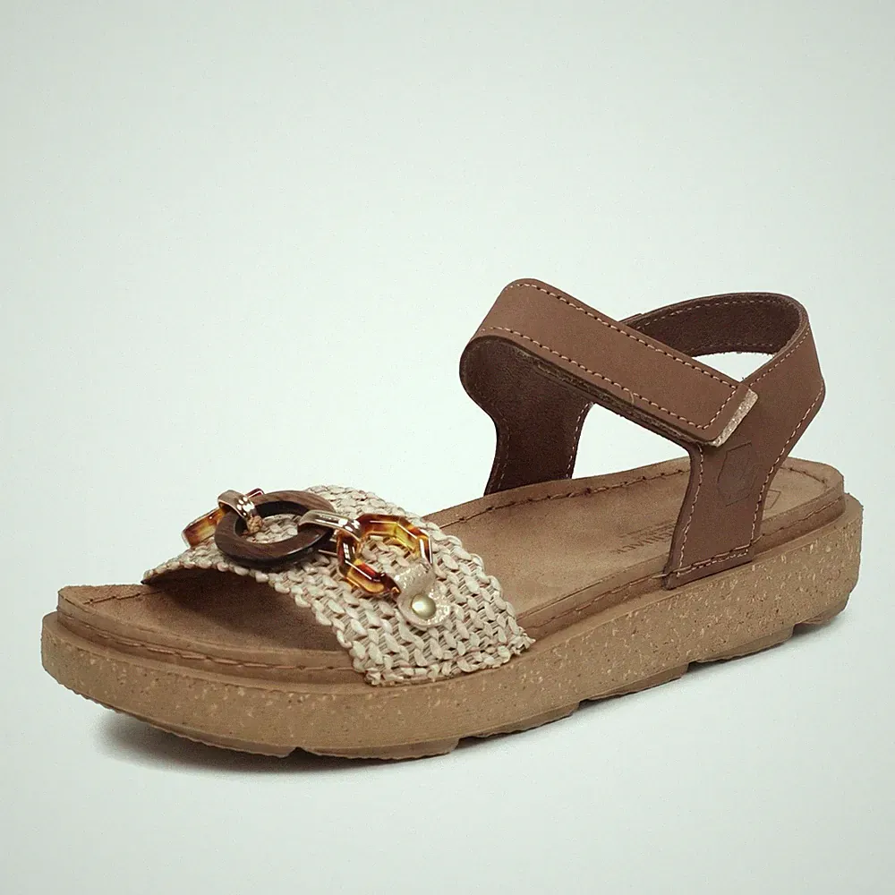 Lumberjack Nicole - Leder Sandalen mit Keilabsatz Sand - Größe 38 [24,4 cm] Damen