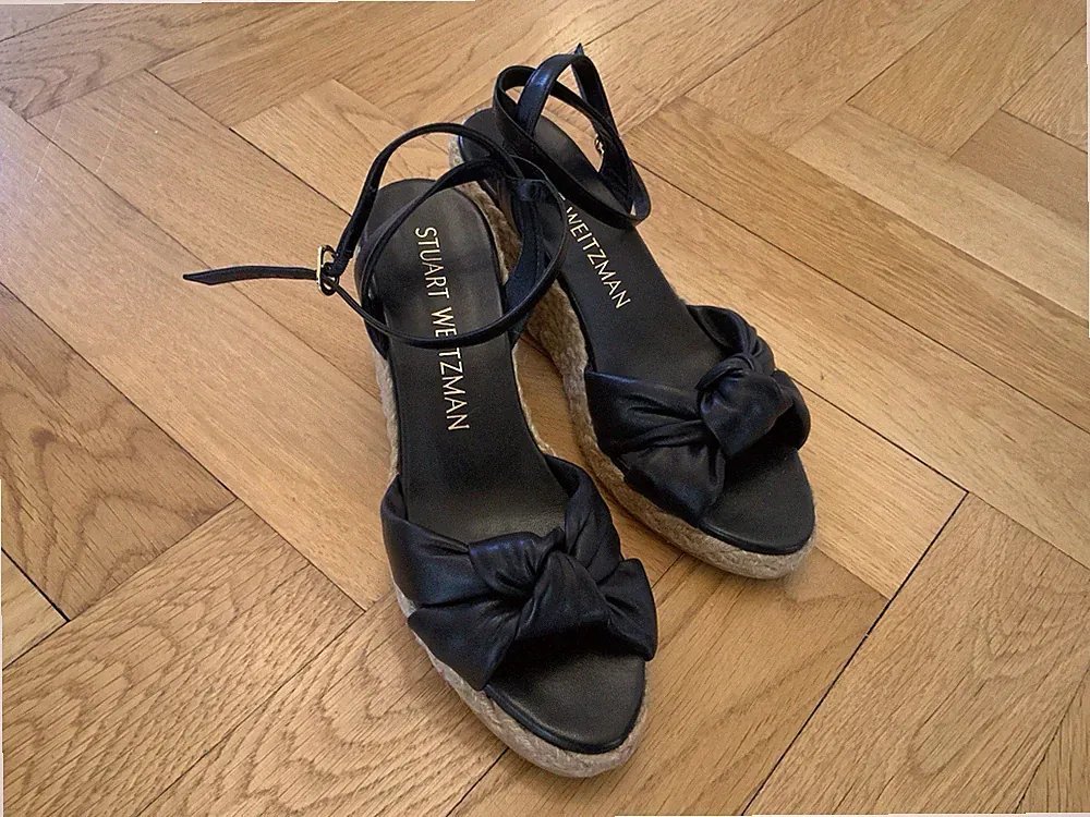 Luxus Designer Wedgeheel Espandrilles STUART WEITZMAN Schwarz Gr. 40,5