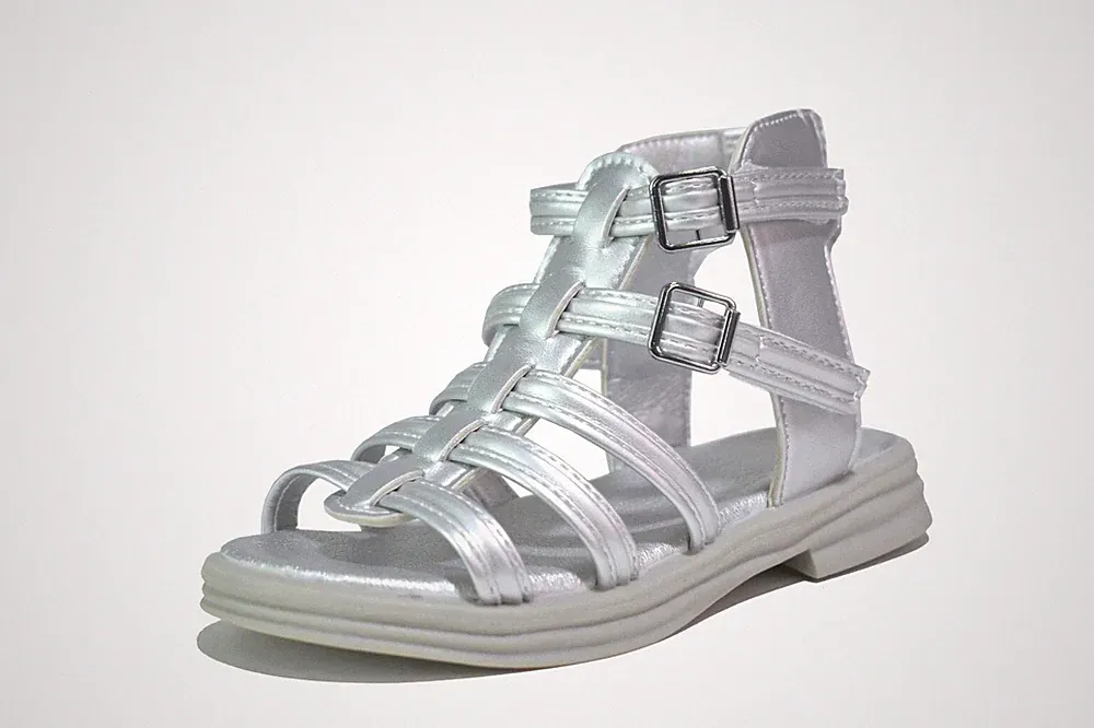 MÄDCHEN GLADIATOR SCHWARZ HINTEN SANDALEN KLEINKINDER KINDER RIEMCHEN SOMMER SCHUHE GRÖßE UK 9–3