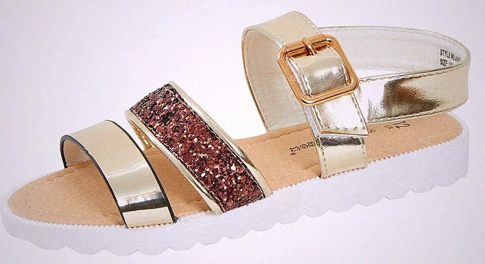Mädchen klobige Sohle Glitzer Flatform Sandalen Kinder Gladiator Keilabsatz Sommerschuhe