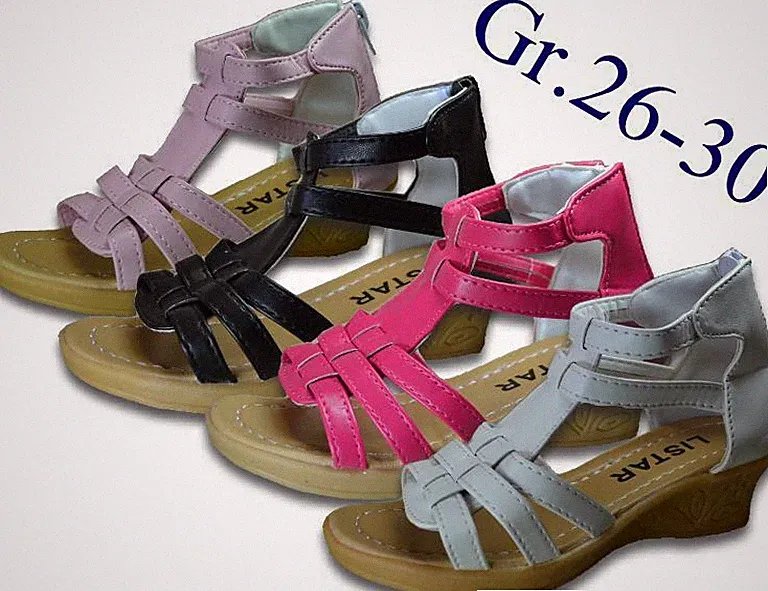 Mädchen Sandalen Sandalette Absatz 3 cm Riemchen Reißverschluss Gr.26-30 2445