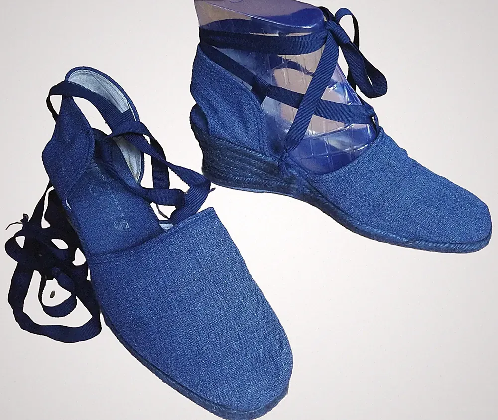 Magnus Blaue Espadrilles Keilabsatz Wedges Gr. 43,5-44 /UK10, Innens.: 28,5 cm