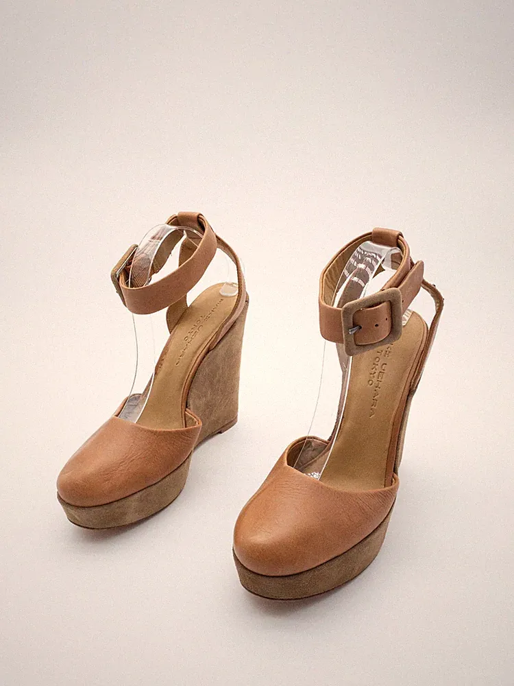 MAKI UEHARA Damen Sandale Sandalette Keilsandalette braun Gr 39 EU Art 17241-55