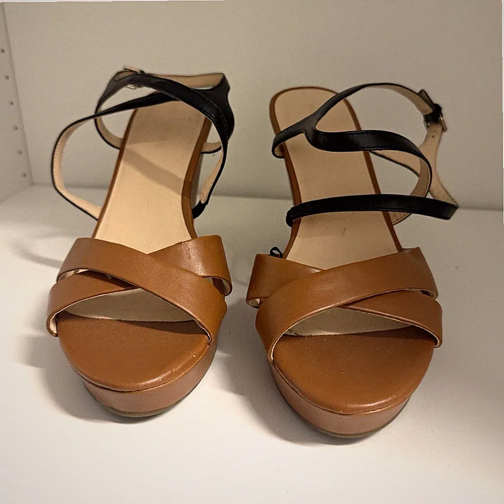 MARC FISHER Damen Keilabsatz Riemchensandalen Braun/Schwarz EU 40,5