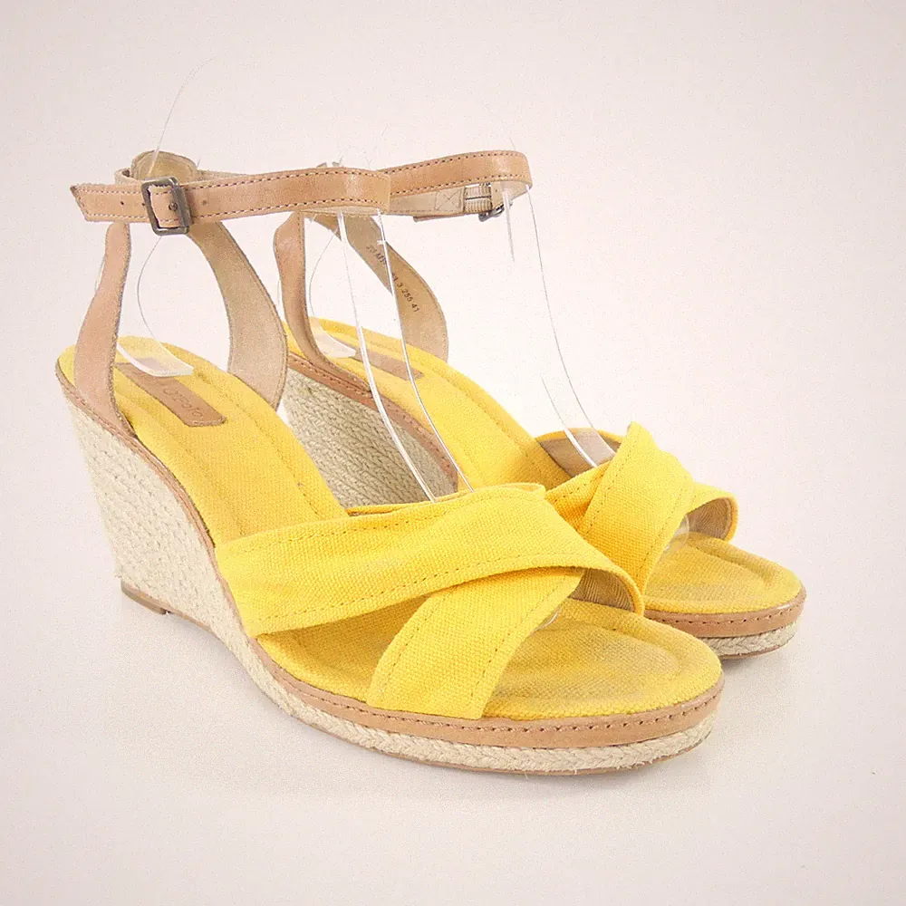 MARC O`POLO Sandalen Keilabsatz Wedges Gelb Textil Canvas Gr. 41