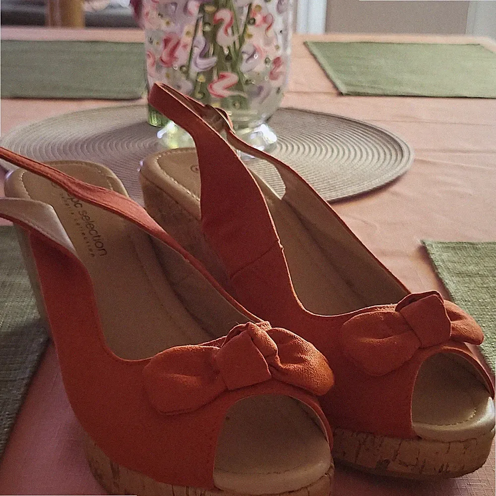 Marc Selection Damen Sandalen Slingback Peeptoe Keilabsatz Plateau Schleife 40