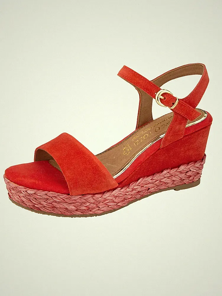 Marco Toozzi Keilsandale Sandalette Damen Schuhe Leder Wedges Plateau 41 7,5