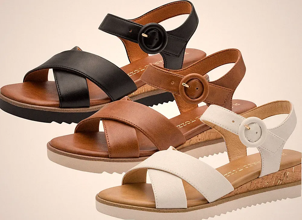 MARCO TOZZI Damen Sandale Kreuzriemen Keilabsatz Kork Vegan 2-28714-46