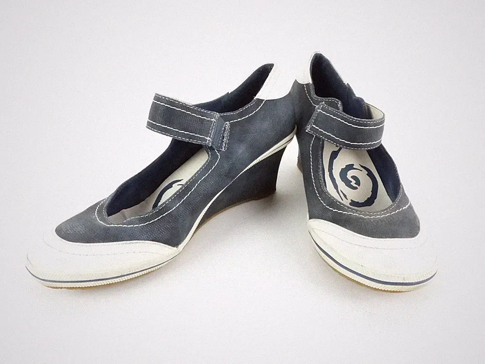 Marco Tozzi Keilabsatz Pumps Gr. 41 Textil blau Sneakerstyle Wedges (17361)