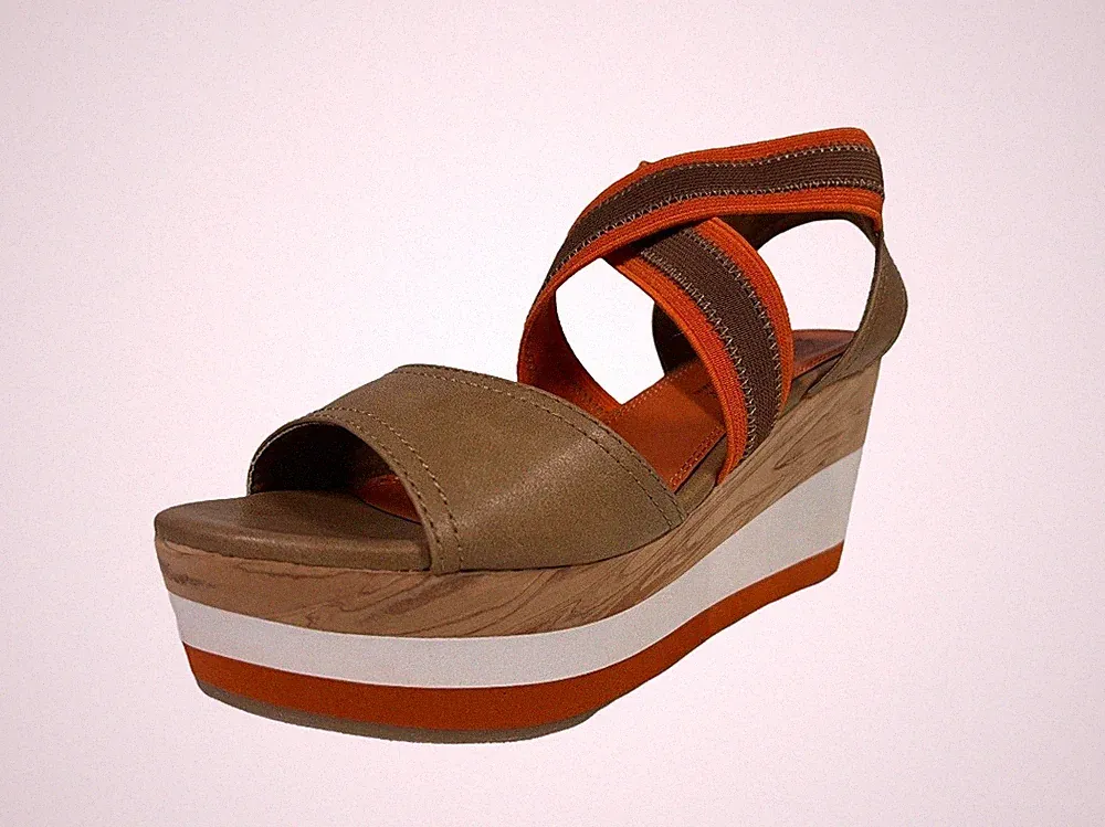 MARCO TOZZI Keilsandaletten Damen Sandalen braun orange 2-28395-20 441 Neu1
