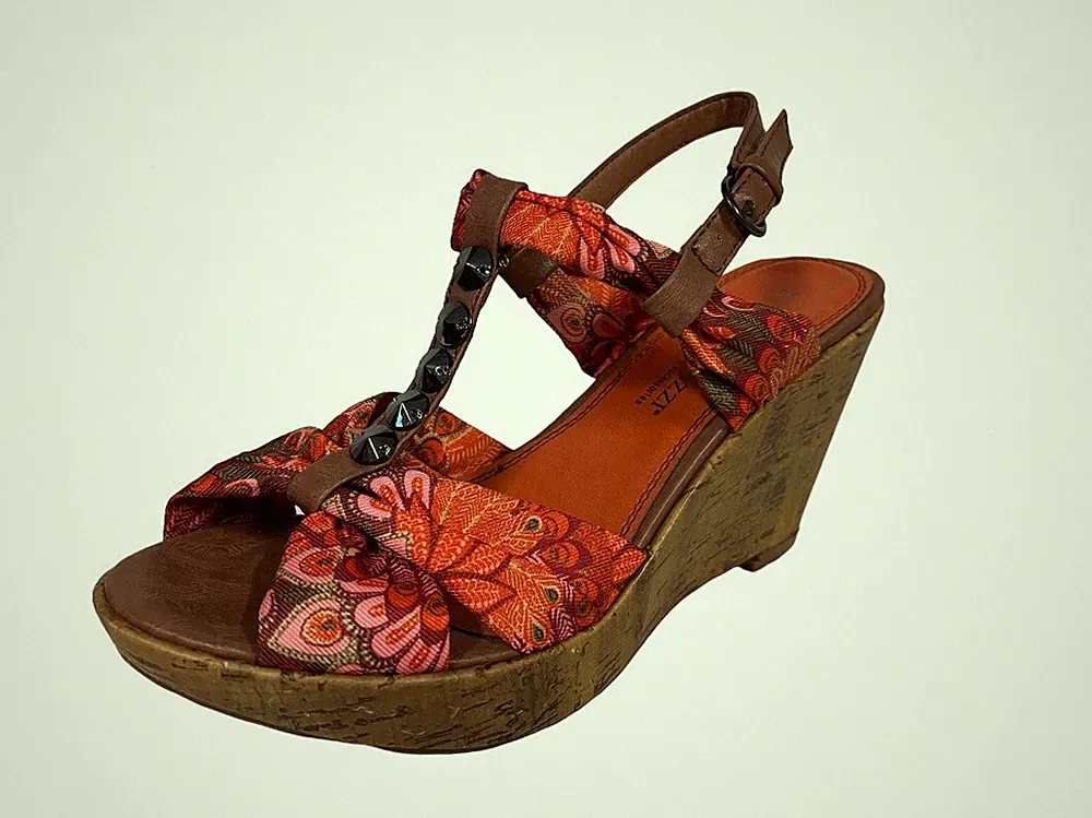 MARCO TOZZI Keilsandaletten Damen Sandalen orange geblümt 2-28032-20 613 Neu1