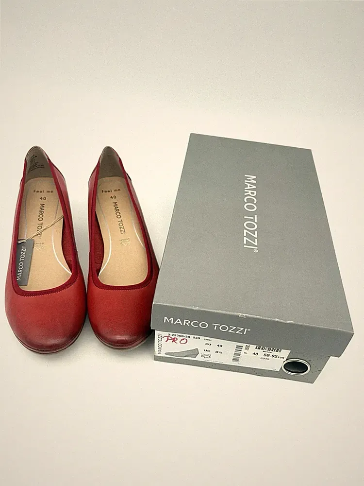 Marco Tozzi Pumps Keilabsatz Rot Leder Gr. 40 Wendel Chili Feel Me NEU OVP
