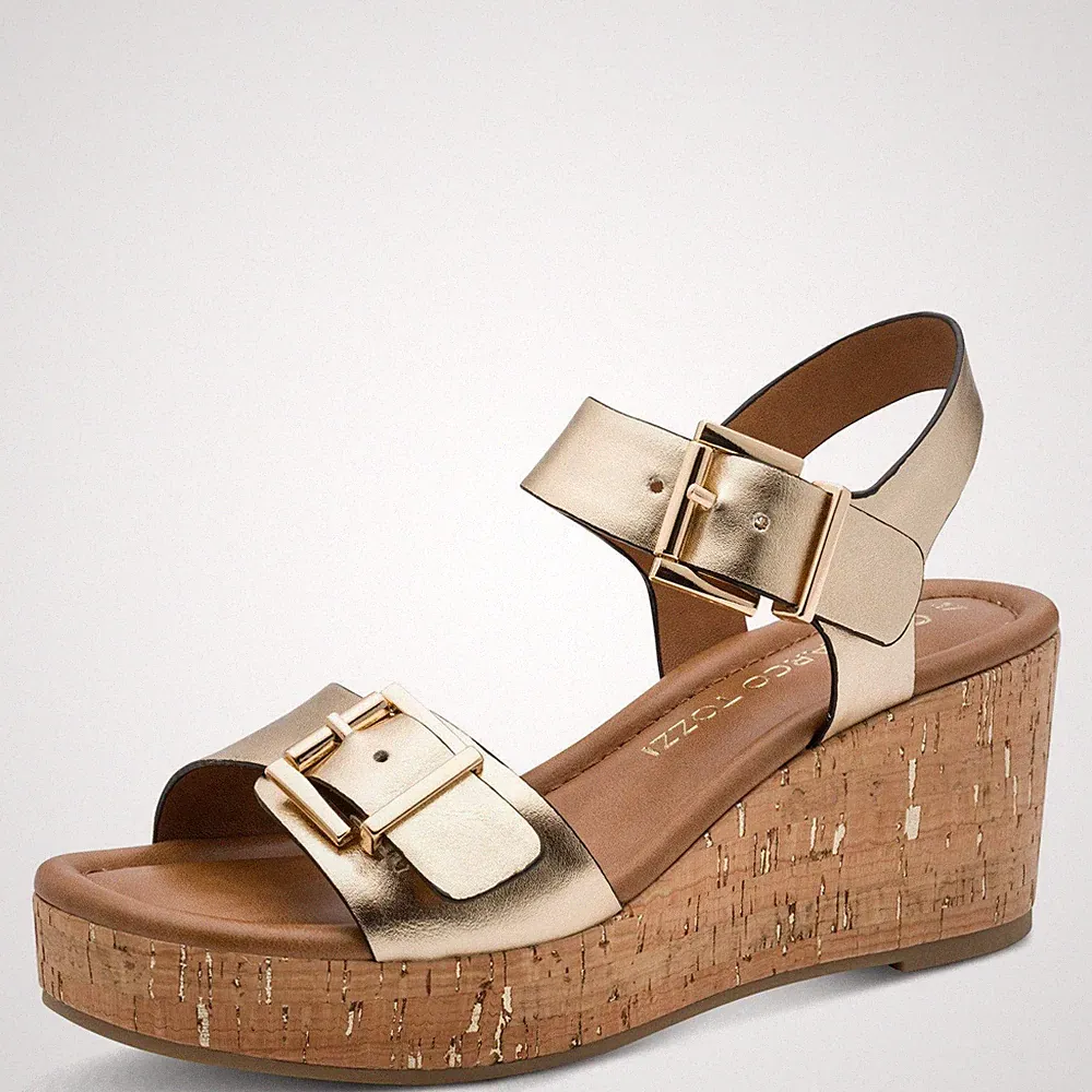 MARCO TOZZI Sandalette Plateau, Riemchensandale , Gr. 36 , goldfarben