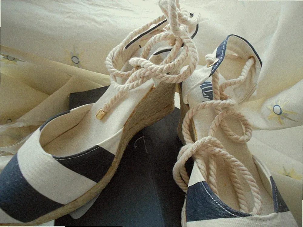 Marina Yachting Espadrilles mit Keilabsatz 8cm, schwarz-natur, Gr. 39 , neuw.