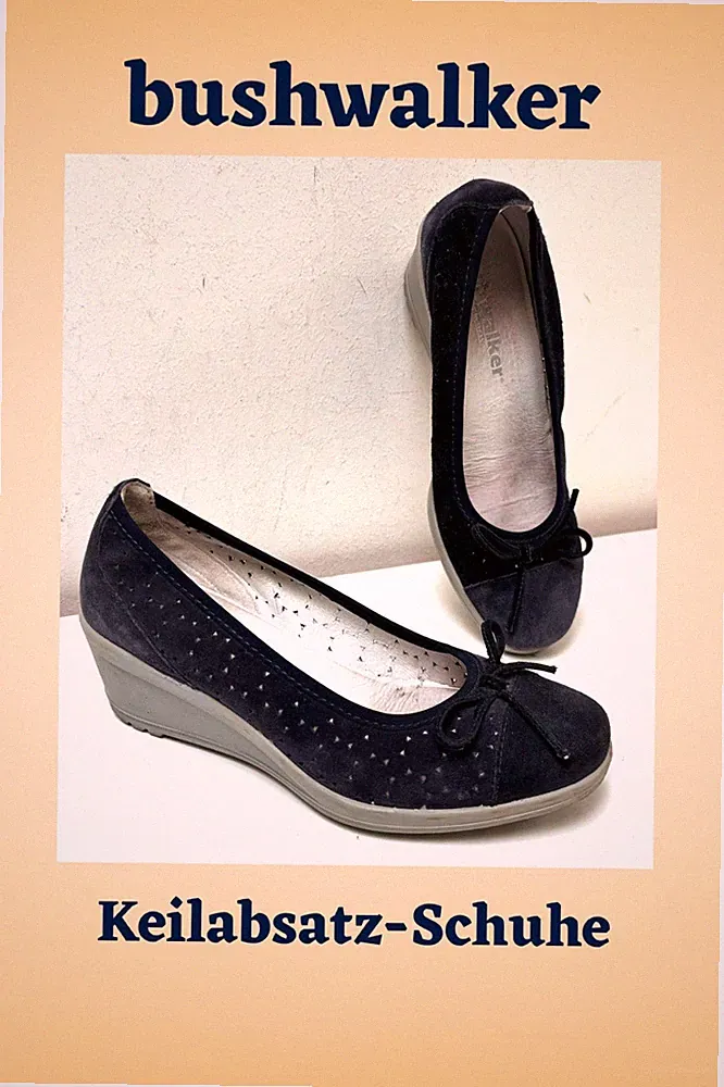 🌼 Marineblaue bequeme Pumps mit Keilabsatz - bushwalker (aus Italien) - Gr. 35