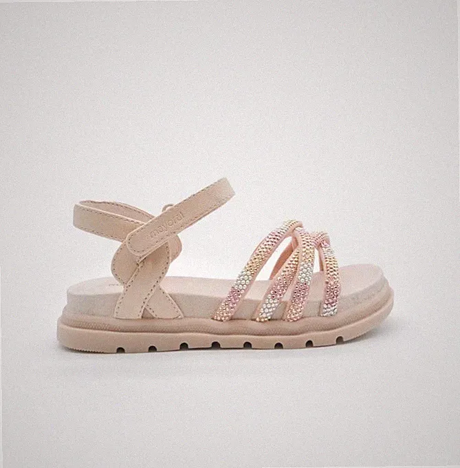 Mayoral Elegante Mädchen Sandalen Schmuck mit Strss Riss Zeremonie Nude