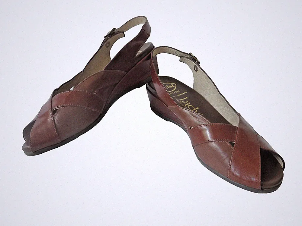 MEISI ° Sandalen Gr. 37 1/2 braun Leder Luftpolster Damen Schuhe Sandaletten