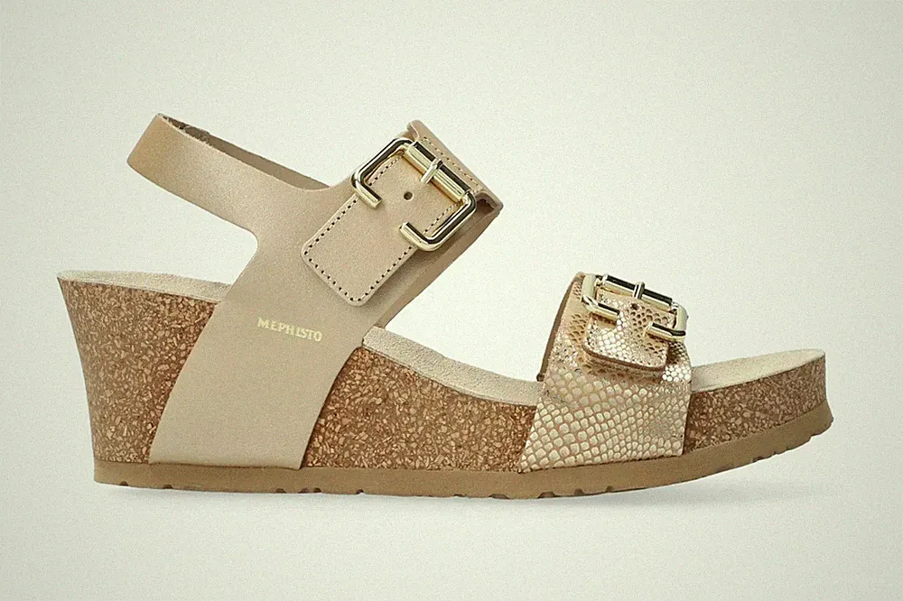 MEPHISTO - DAMEN LEDER SANDALE MIT MITTELKEILABSATZ LISSANDRA PLATINUM