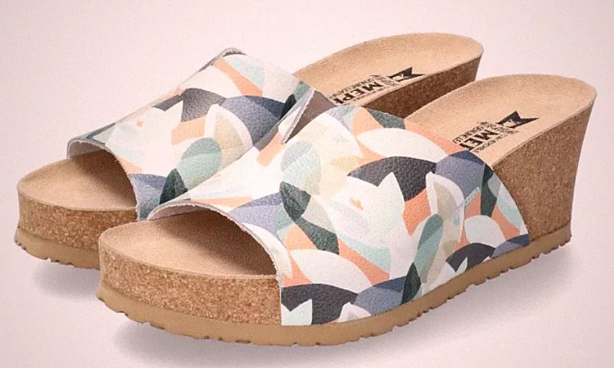 Mehrfarbige Keilabsatz Sandalen