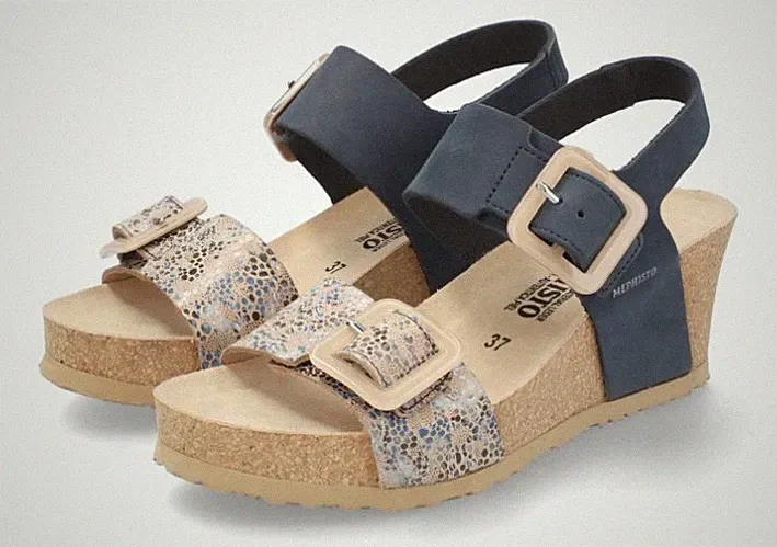 Mephisto Lissia Marine Keil Komfort Sandale Damen Größen 5/36-10/41 NEU!!!
