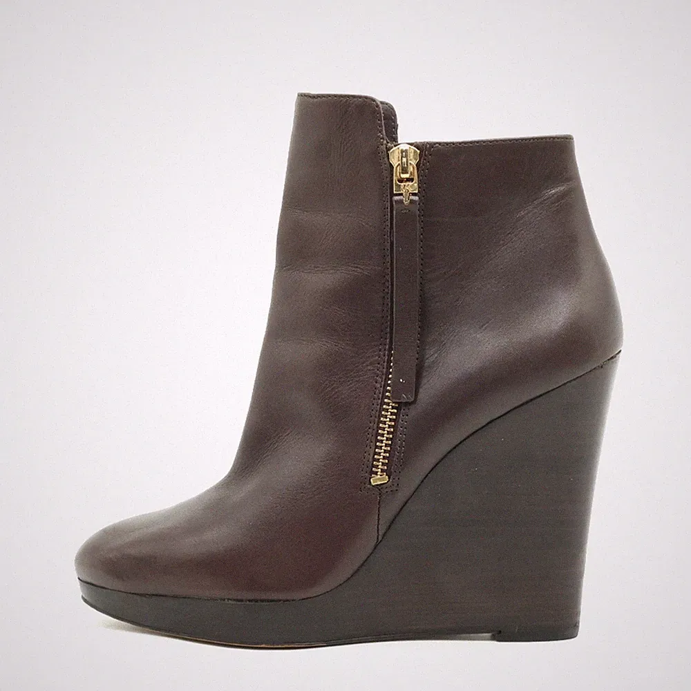 Michael Kors Damen Keilabsatz Stiefeletten Braun Leder Knöchelhoch EU 38,5