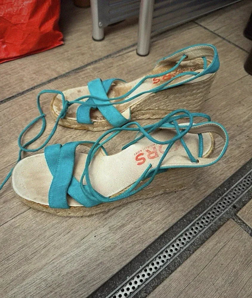 Michael Kors Damen Sandalen Türkis Riemchen Keilabsatz EU 37