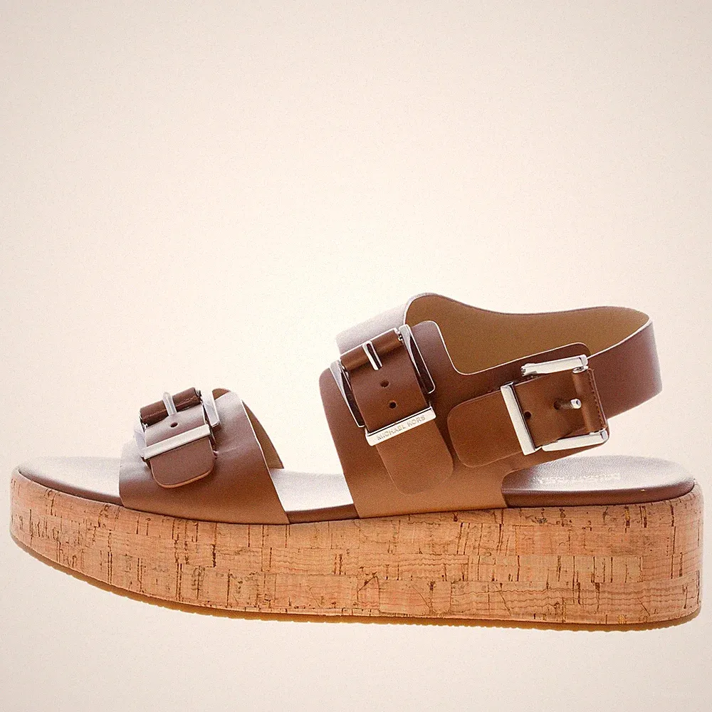 MICHAEL KORS Damen Schuhe Sandale Colby Flatform Leder Leder Maxi Schnallen Keilabsatz 5