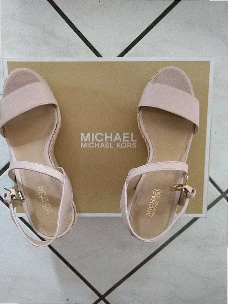 Michael Kors Leder Sandalen Sommerschuhe Keilabsatz Rosa Gr.37
