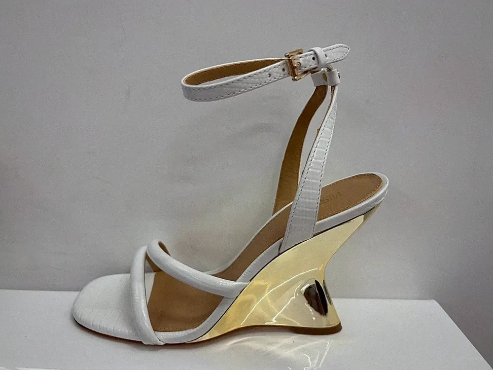 MICHAEL KORS NADINA Eidechse Geprägt Leder Keil Sandale UK 5 US 7.5 Eu 38 M318