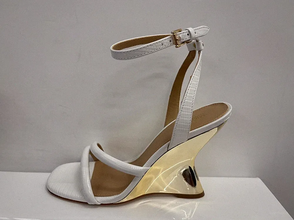 MICHAEL KORS NADINA Eidechse Geprägt Leder Keil Sandale UK 5 US 7.5 Eu 38 M697