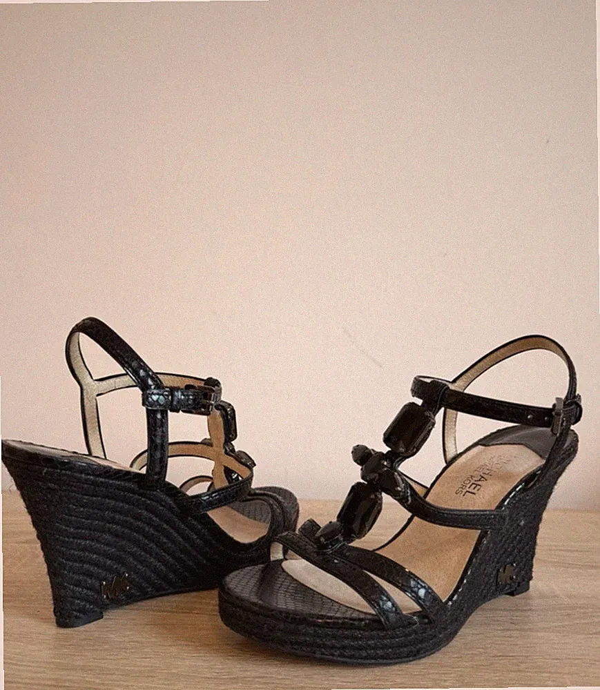 Michael Kors Sandale Mit Keilabsatz Gr 37 Schwarz