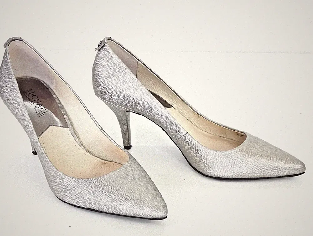 Michael Kors Silber Pumps Leder spitz zulaufend klassisch Anlass UK 5 EU 38