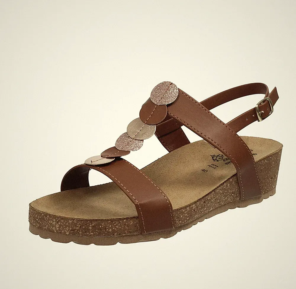 Miss Desire Sandalen mit Keilabsatz und Riemchen braun - Größe 37 Damenschuhe