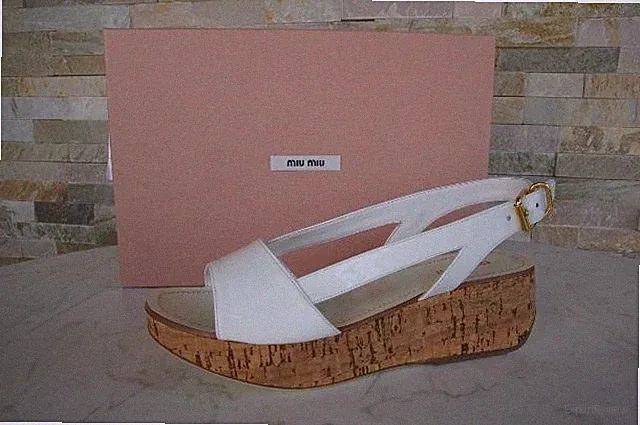 MIU MIU EU 36,5 Plateau Sandaletten Wedges Schuhe weiß NEU ehem. UVP 570 €