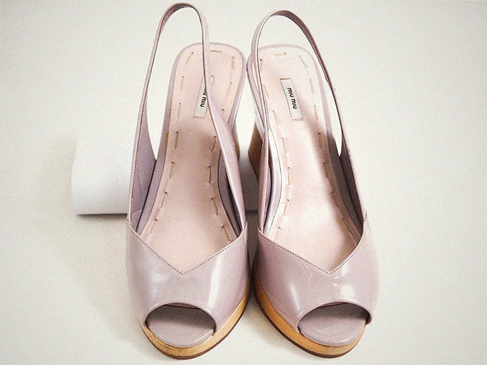 Miu Miu Slingback Sandale Lila Lavendel Lackleder Damen Größe US 7 EU 37