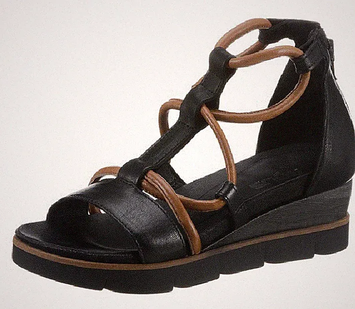 MJUS Damen Pandale Plateau Schuhe Sandalette Echtleder schwarz Gr 37 NEU