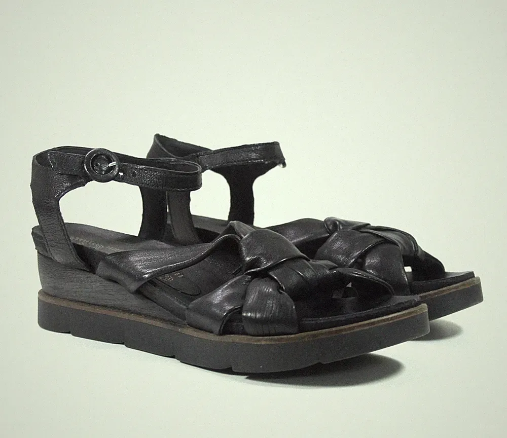MJUS Damen Pantolette Plateau Schuhe Sandalette Echtleder schwarz Gr 42 NEU