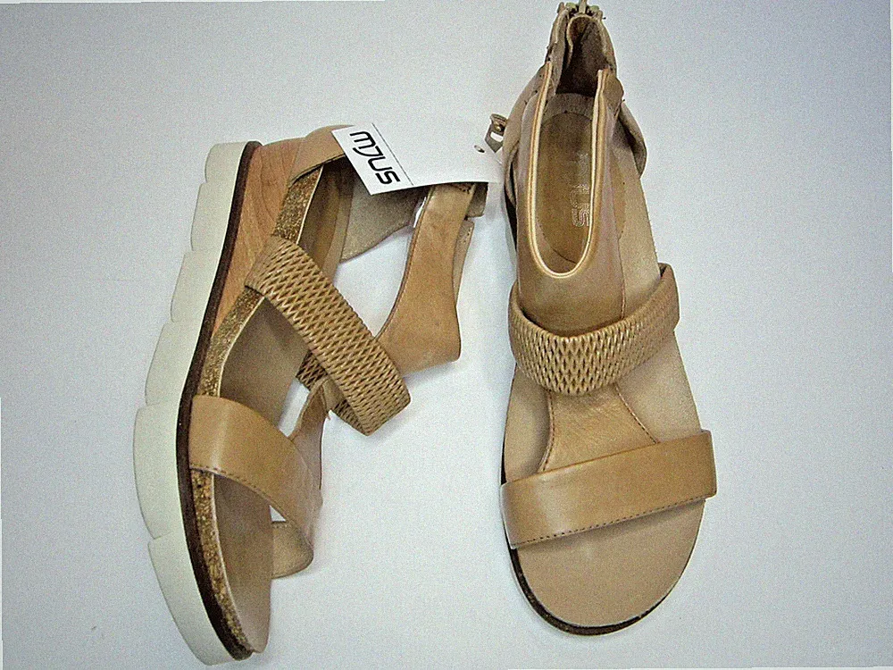 Mjus Sandalen Sandaletten Keilsandaletten Mustard LEDER braun Gr. 40 S957